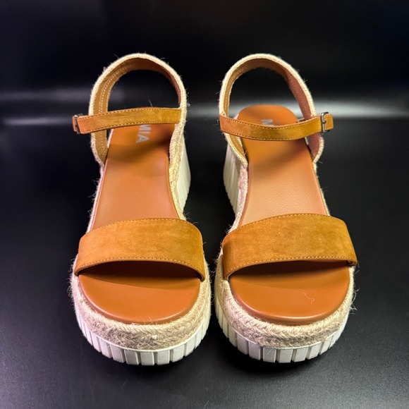 MIA Platform Espadrille Sandals Ankle Strap Tan‎ Brown Wedges Size 8.5 - Picture 2 of 5